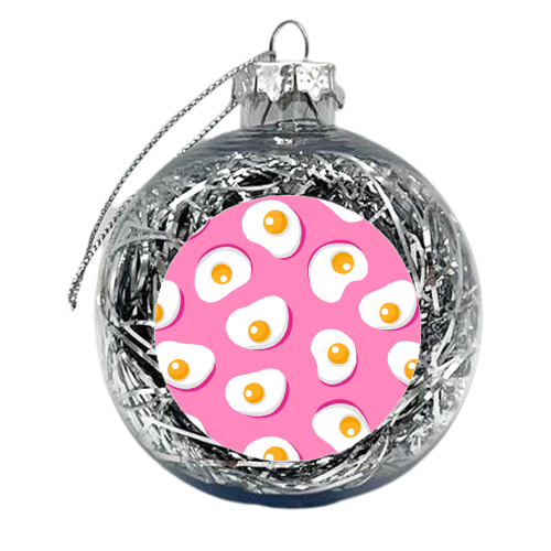 Fried Eggs On Hot Pink - xmas bauble by Ania Wieclaw
