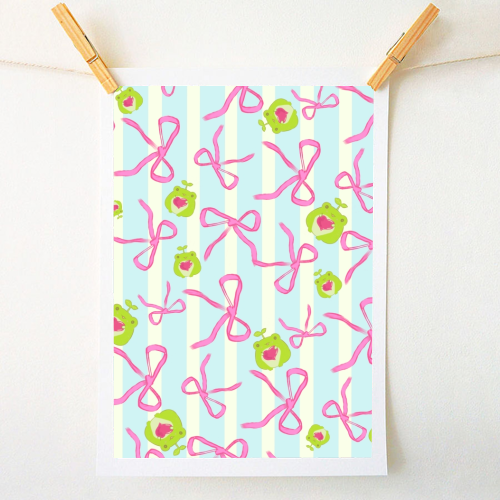 Frogs and Bows - A1 - A4 art print by Yaz Raja