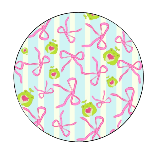 Frogs and Bows - Circle Sticker by Yaz Raja