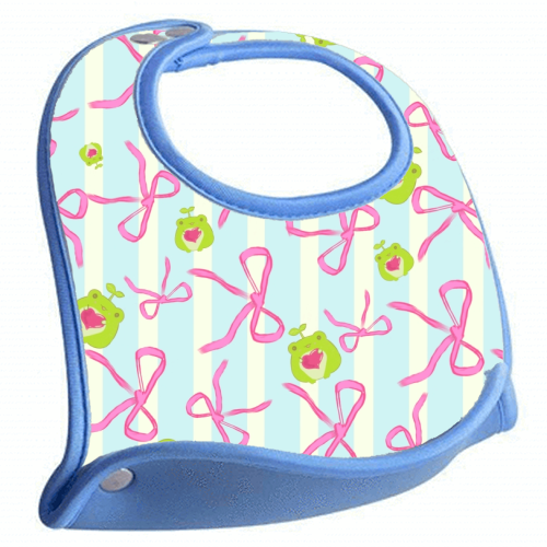 Frogs and Bows - feeding bib by Yaz Raja