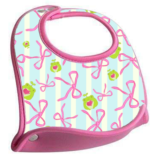 Frogs and Bows - feeding bib by Yaz Raja
