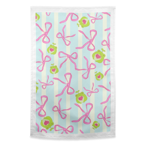 Frogs and Bows - funny tea towel by Yaz Raja