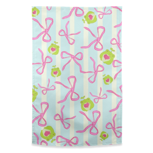 Frogs and Bows - funny tea towel by Yaz Raja