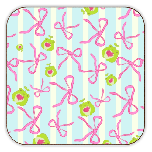 Frogs and Bows - personalised beer coaster by Yaz Raja