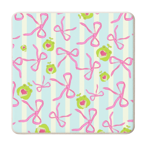 Frogs and Bows - personalised beer coaster by Yaz Raja