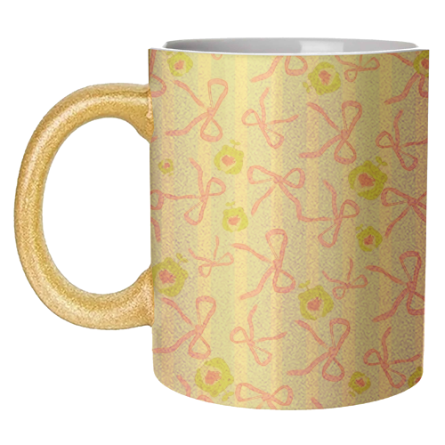 Frogs and Bows - unique mug by Yaz Raja