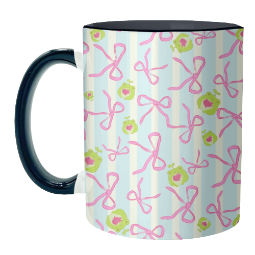 Frogs and Bows - unique mug by Yaz Raja