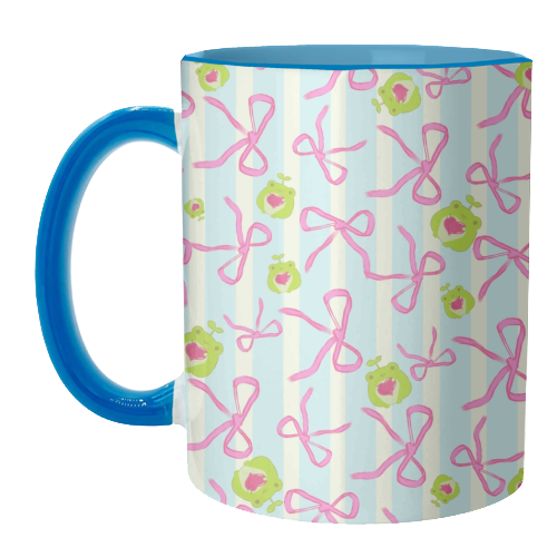 Frogs and Bows - unique mug by Yaz Raja