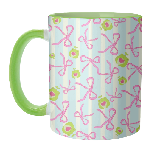 Frogs and Bows - unique mug by Yaz Raja