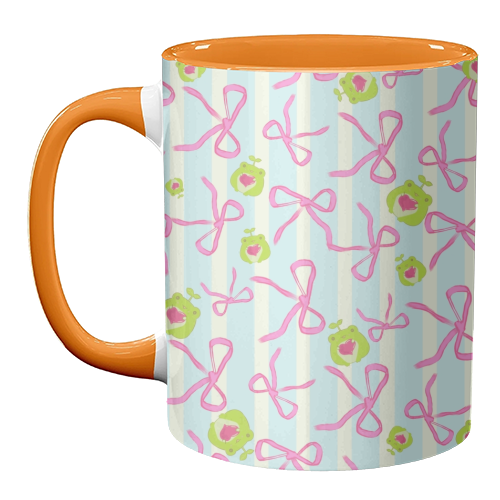 Frogs and Bows - unique mug by Yaz Raja