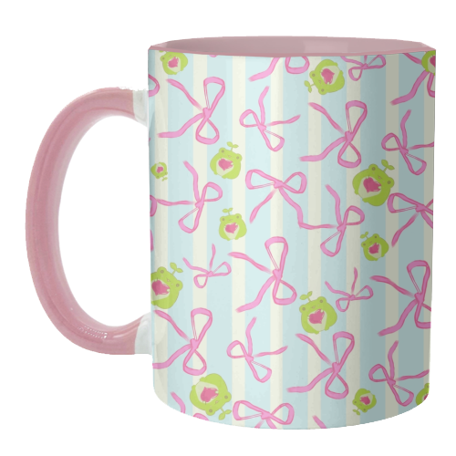 Frogs and Bows - unique mug by Yaz Raja