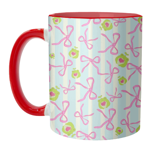 Frogs and Bows - unique mug by Yaz Raja