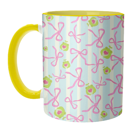 Frogs and Bows - unique mug by Yaz Raja