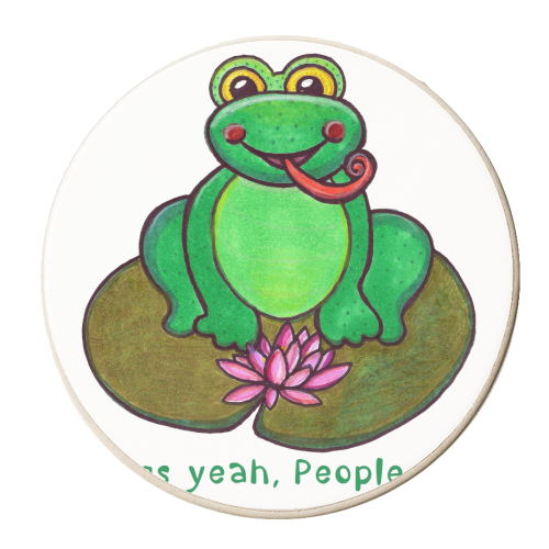 Frogs yeah, People nah - personalised beer coaster by PixieDrew