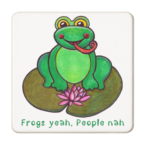 Frogs yeah, People nah - personalised beer coaster by PixieDrew