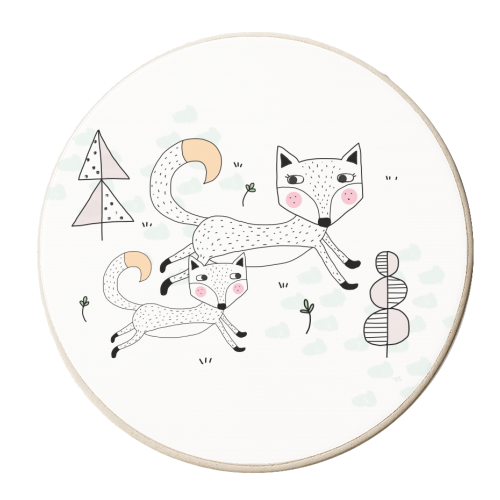 Frolicking Foxes - personalised beer coaster by Nichola Cowdery