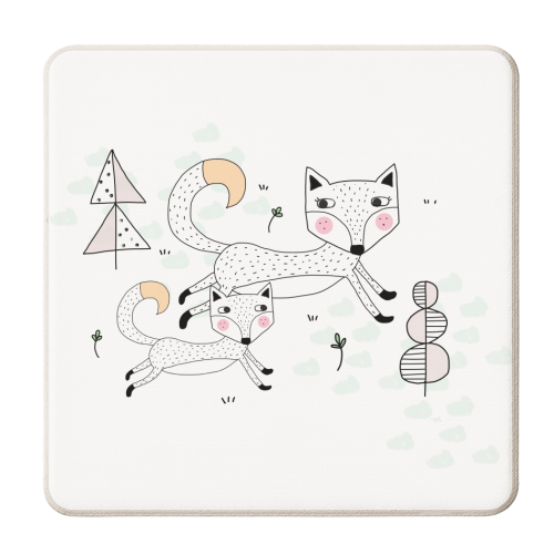 Frolicking Foxes - personalised beer coaster by Nichola Cowdery