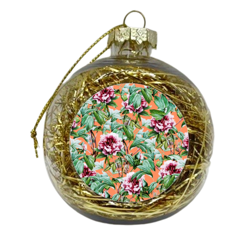 Frosty Florals V2 - xmas bauble by Uma Prabhakar Gokhale