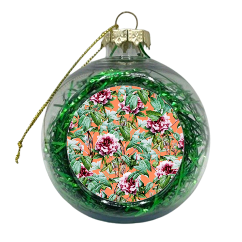 Frosty Florals V2 - xmas bauble by Uma Prabhakar Gokhale