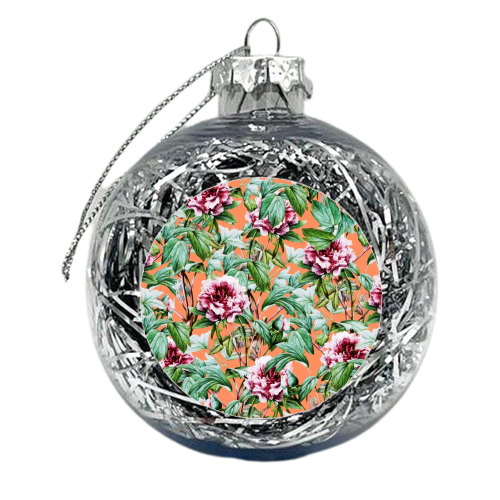 Frosty Florals V2 - xmas bauble by Uma Prabhakar Gokhale