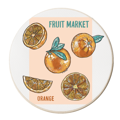 Fruit Market Oranges - personalised beer coaster by EZbie