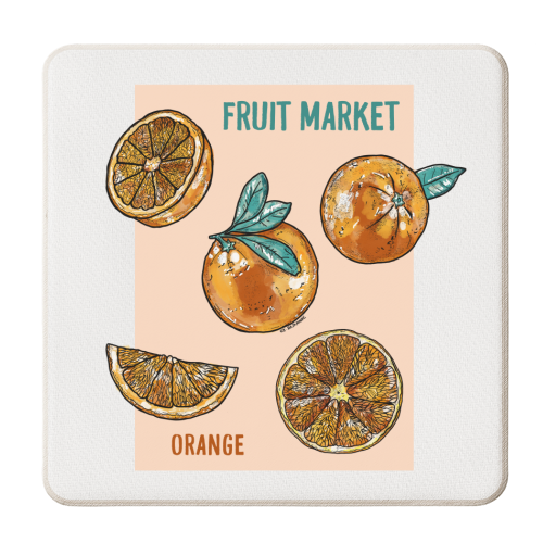 Fruit Market Oranges - personalised beer coaster by EZbie