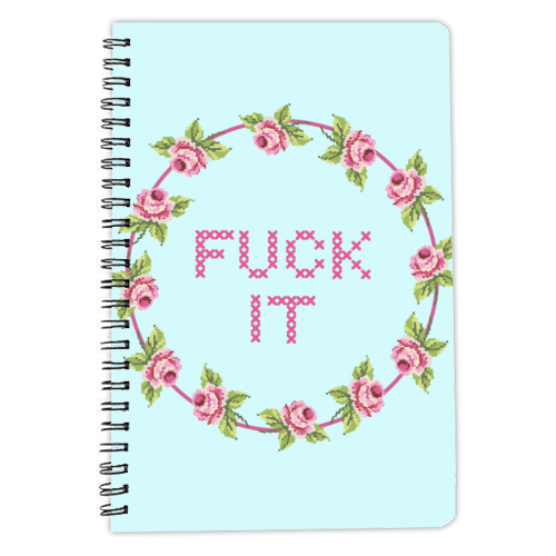 Fuck It Cross Stitch Rose - personalised A4, A5, A6 notebook by Rock and Rose Creative