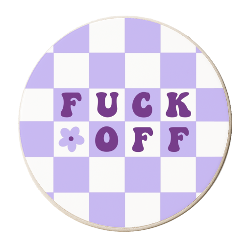 Fuck off checkerboard - personalised beer coaster by The Girl Next Draw
