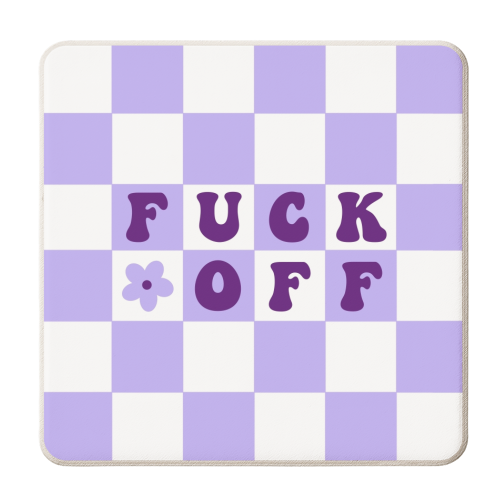 Fuck off checkerboard - personalised beer coaster by The Girl Next Draw