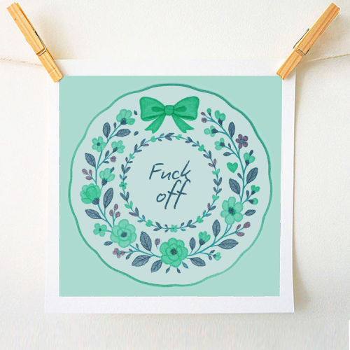 Fuck off Green Floral - A1 - A4 art print by Ms Doodle