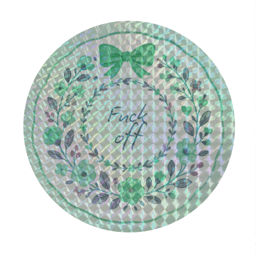 Fuck off Green Floral - Circle Sticker by Ms Doodle