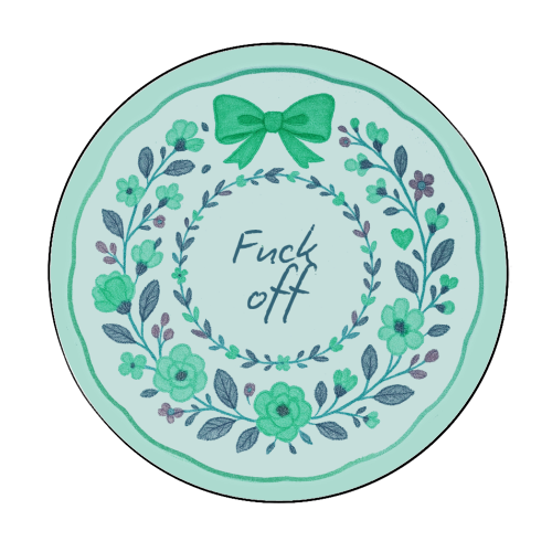 Fuck off Green Floral - Circle Sticker by Ms Doodle