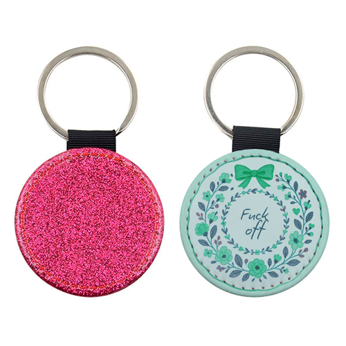 Fuck off Green Floral - keyring by Ms Doodle