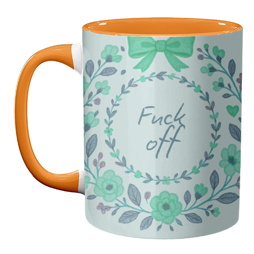 Fuck off Green Floral - unique mug by Ms Doodle