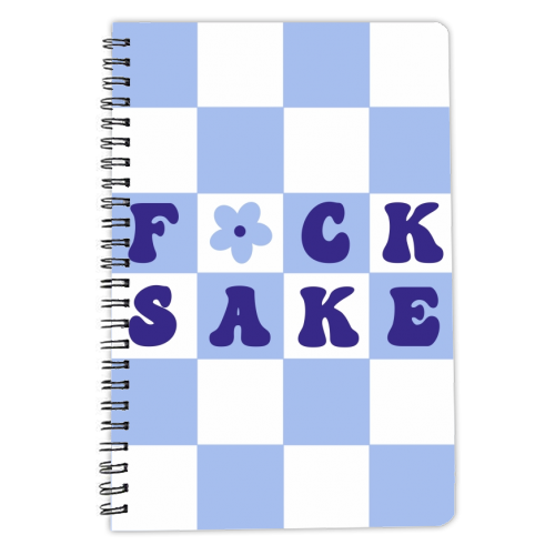 Fuck sake checkerboard in cornflower - personalised A4, A5, A6 notebook by The Girl Next Draw