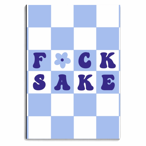 Fuck sake checkerboard in cornflower - personalised A4, A5, A6 notebook by The Girl Next Draw