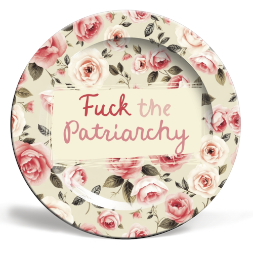 Fuck the Patriarchy vintage style gift - ceramic dinner plate by Giddy Kipper