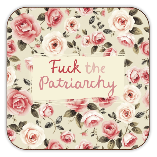Fuck the Patriarchy vintage style gift - personalised beer coaster by Giddy Kipper