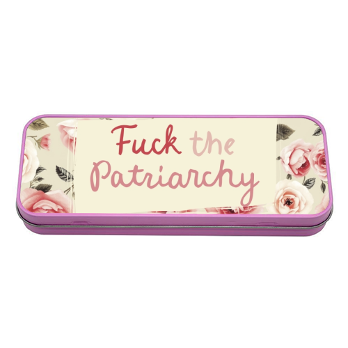 Fuck the Patriarchy vintage style gift - tin pencil case by Giddy Kipper