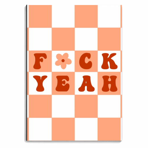 Fuck yeah checkerboard in orange - personalised A4, A5, A6 notebook by The Girl Next Draw