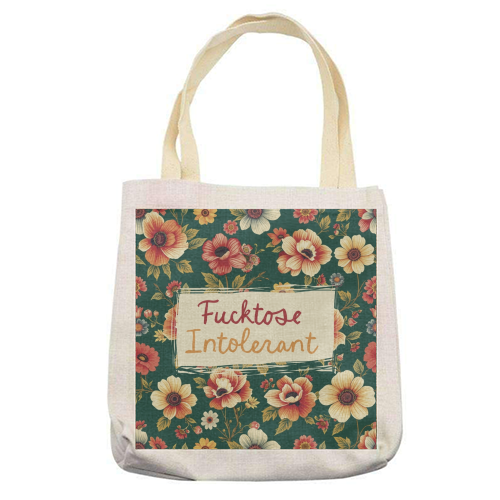Fucktose Intolerant vintage style gift - printed canvas tote bag by Giddy Kipper