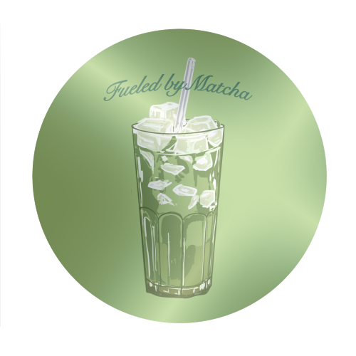 Fueled by Matcha – Vintage Green Tea Illustration - Circle Sticker by EZbie