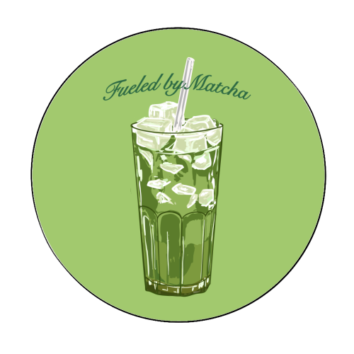Fueled by Matcha – Vintage Green Tea Illustration - Circle Sticker by EZbie