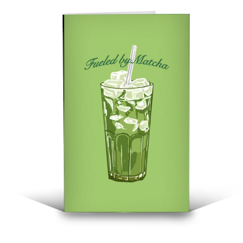 Fueled by Matcha – Vintage Green Tea Illustration - funny greeting card by EZbie