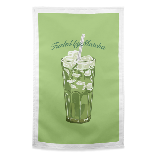 Fueled by Matcha – Vintage Green Tea Illustration - funny tea towel by EZbie