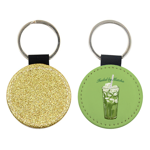 Fueled by Matcha – Vintage Green Tea Illustration - keyring by EZbie