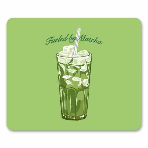 Fueled by Matcha – Vintage Green Tea Illustration - mouse mat by EZbie