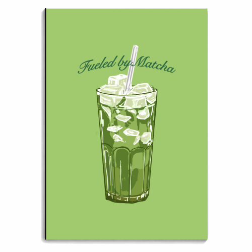 Fueled by Matcha – Vintage Green Tea Illustration - personalised A4, A5, A6 notebook by EZbie