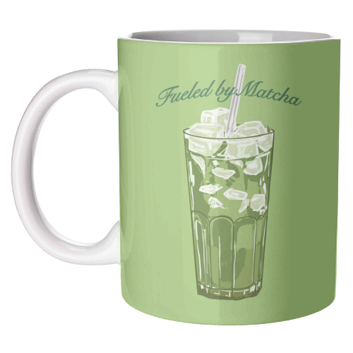 Fueled by Matcha – Vintage Green Tea Illustration - unique mug by EZbie