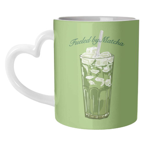 Fueled by Matcha – Vintage Green Tea Illustration - unique mug by EZbie